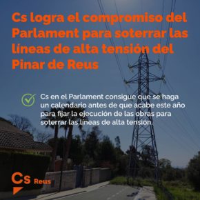 Ciutadans (Cs) consigue el compromiso del Parlament de buscar un acuerdo para soterrar las torres de alta tensión de la urbanización el Pinar de Reus