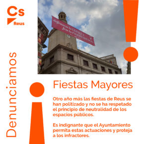 Ciutadans (Cs) pide explicaciones por la pancarta independentista de la plaza del Mercadal durante la diada de Sant Pere